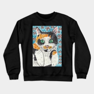 Calico cat  watercolor painting Crewneck Sweatshirt